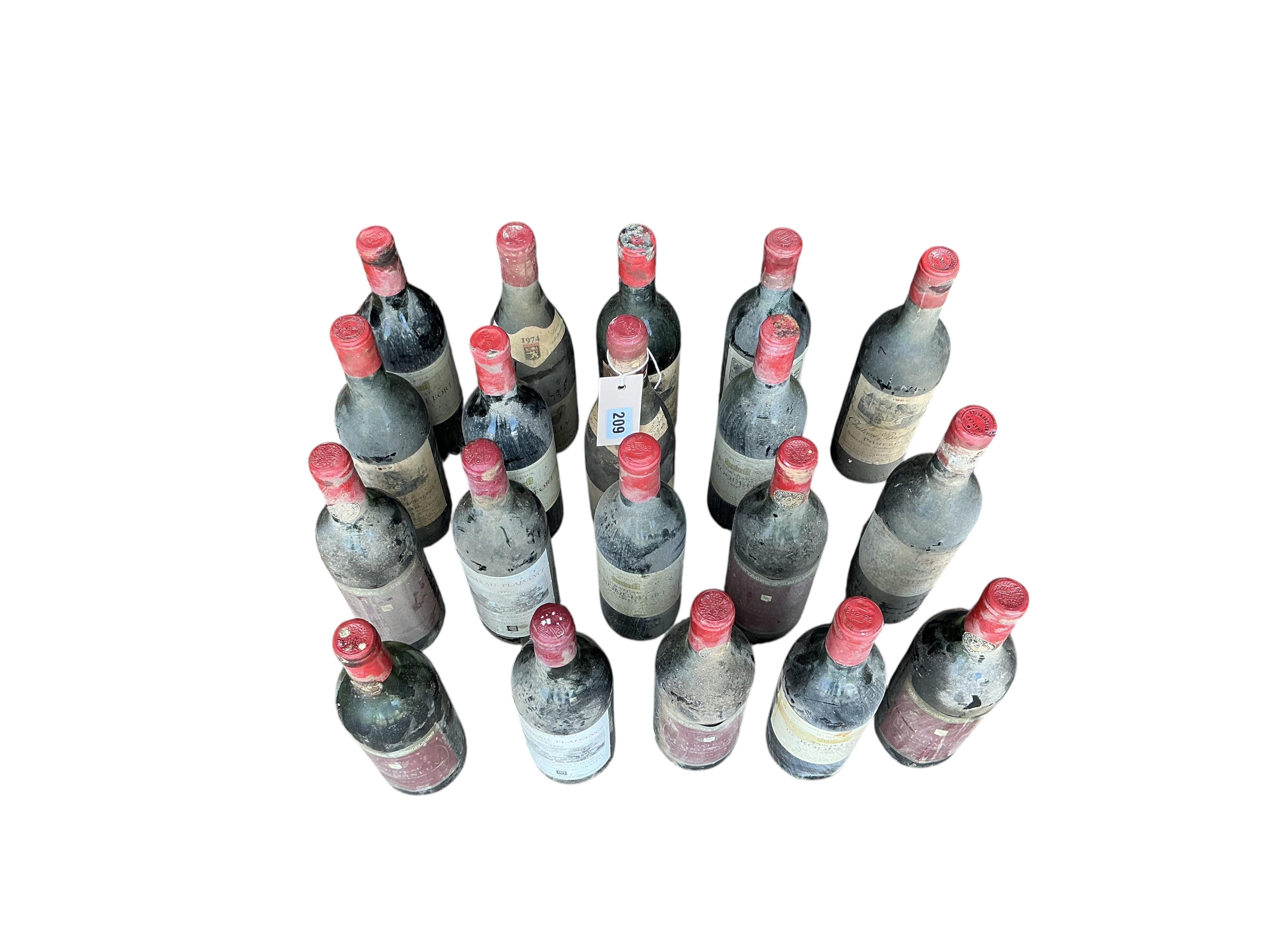 Nineteen bottles of assorted vintage wine to include 1969 De Luze Chateau Latour and 1977 Moillard Crozes Hermitage.